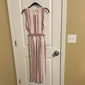 Japna Red and White Striped Jumpsuit